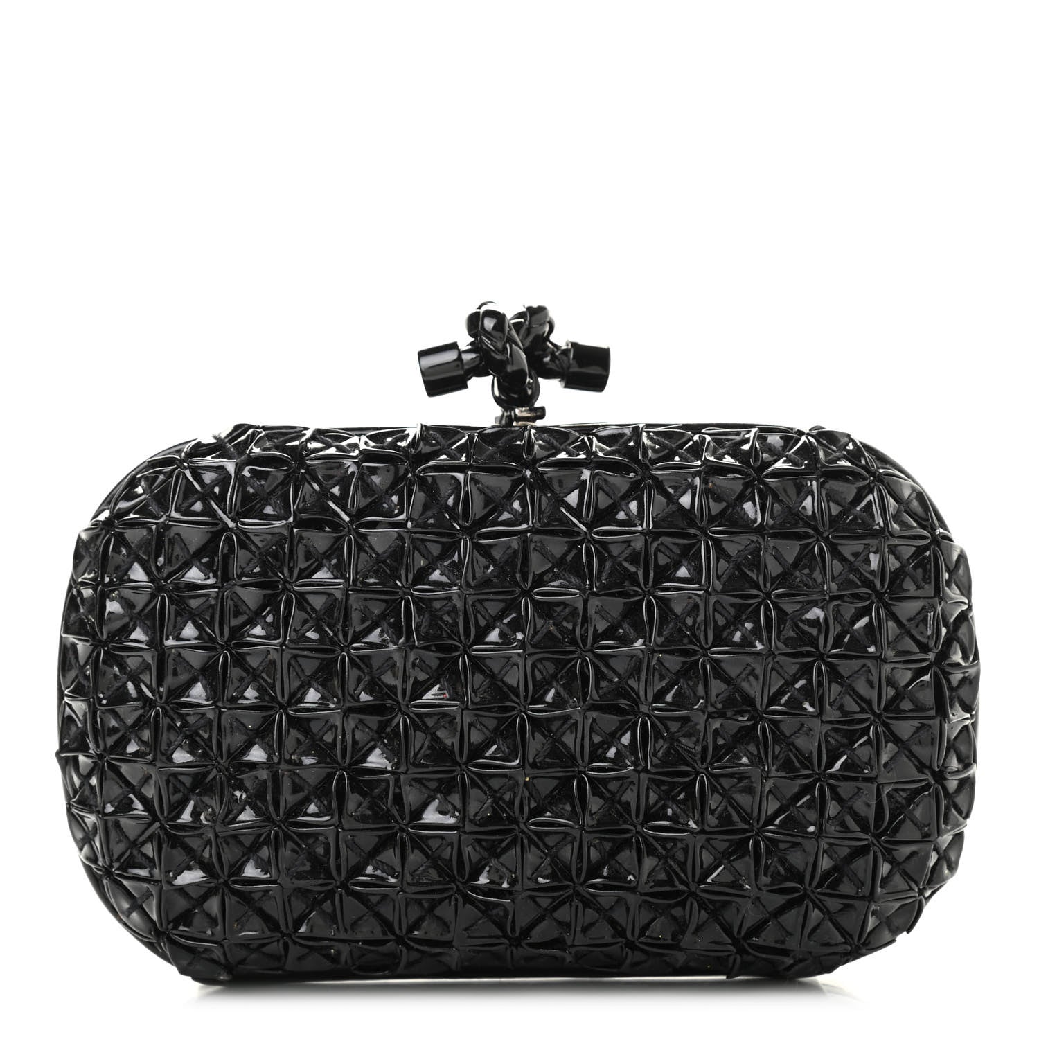 Bottega Veneta Patent Origami Knot Clutch Black 1 of 7