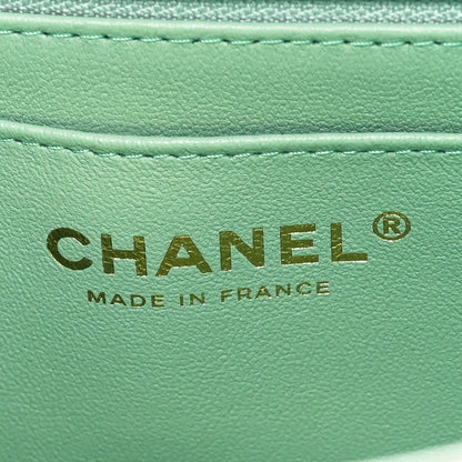 Chanel Lambskin Quilted Bi-Color Mini Top Handle Rectangular Flap Light Lilac Light Green 6 of 11