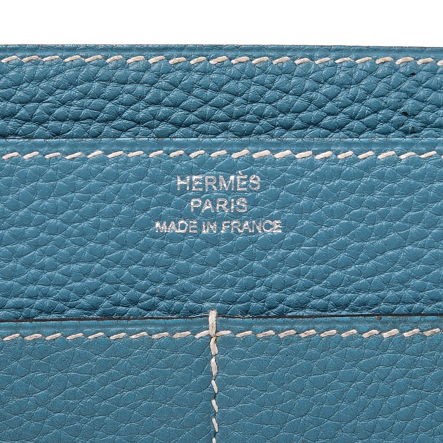 Hermes Taurillon Clemence Dogon Duo Wallet Blue Jean 6 of 9