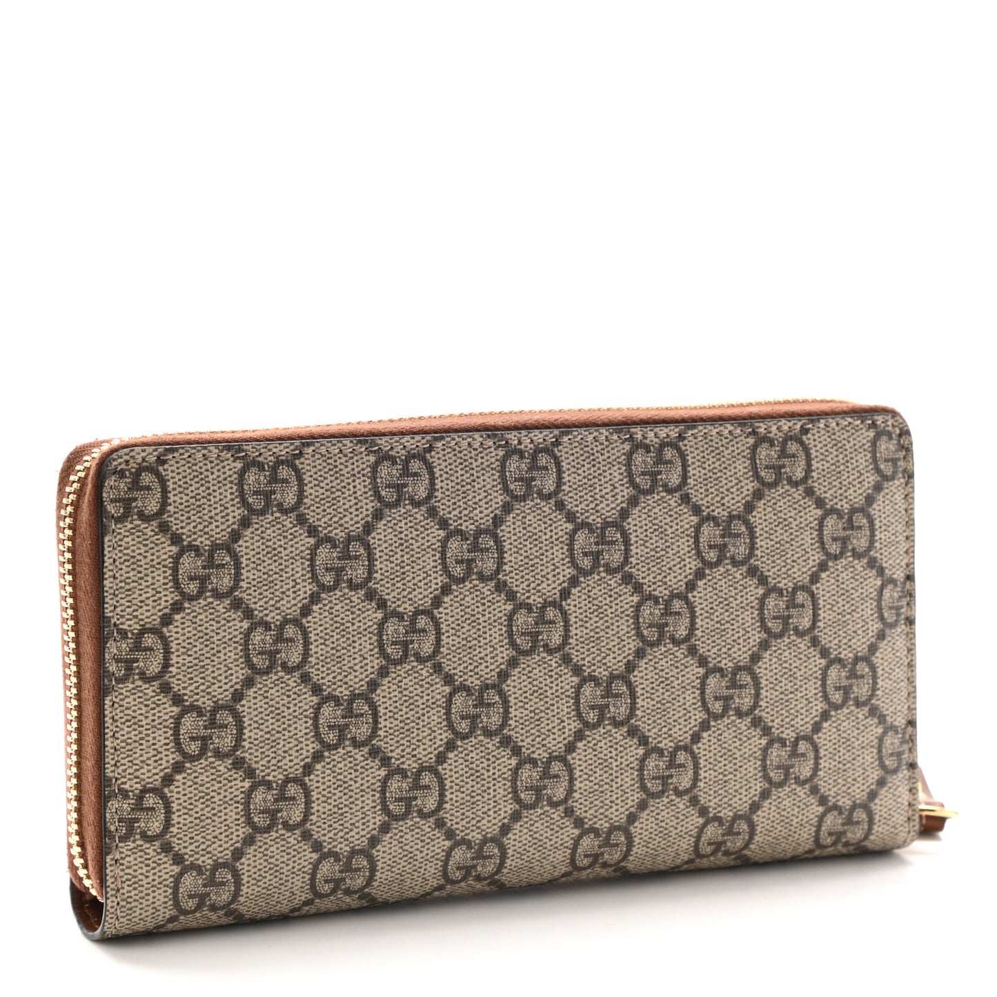 GG Supreme Monogram Cuoio Toscano Zip Around Wallet Beige Ebony Cuir