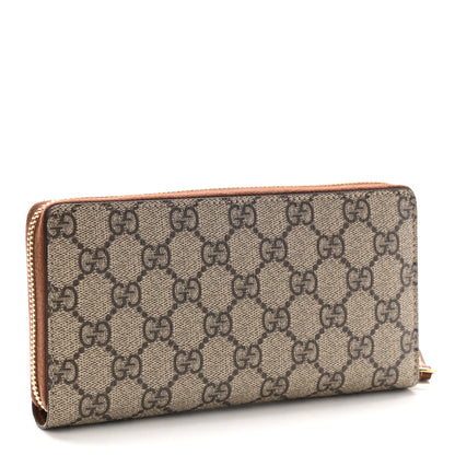 Gucci GG Supreme Monogram Cuoio Toscano Zip Around Wallet Beige Ebony Cuir 3 of 10