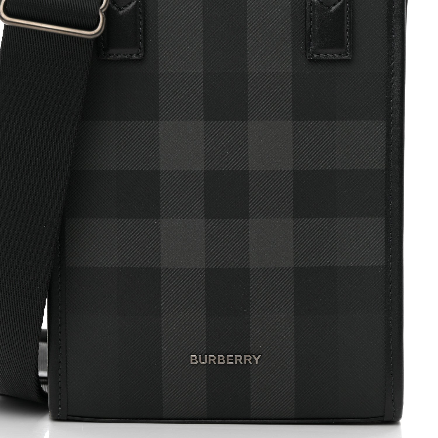 Burberry E-Canvas Mini Denny Check Tote Charcoal 7 of 10