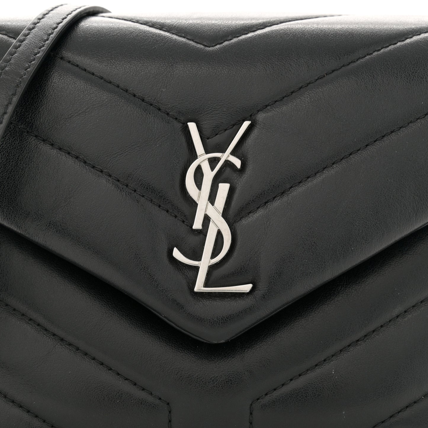 Calfskin Y Quilted Monogram Toy Loulou Crossbody Bag Black