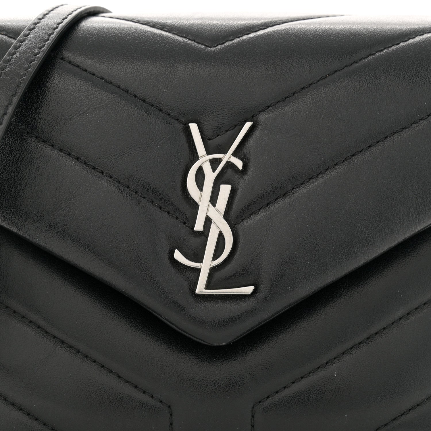 Saint Laurent Calfskin Y Quilted Monogram Toy Loulou Crossbody Bag Black 10 of 12