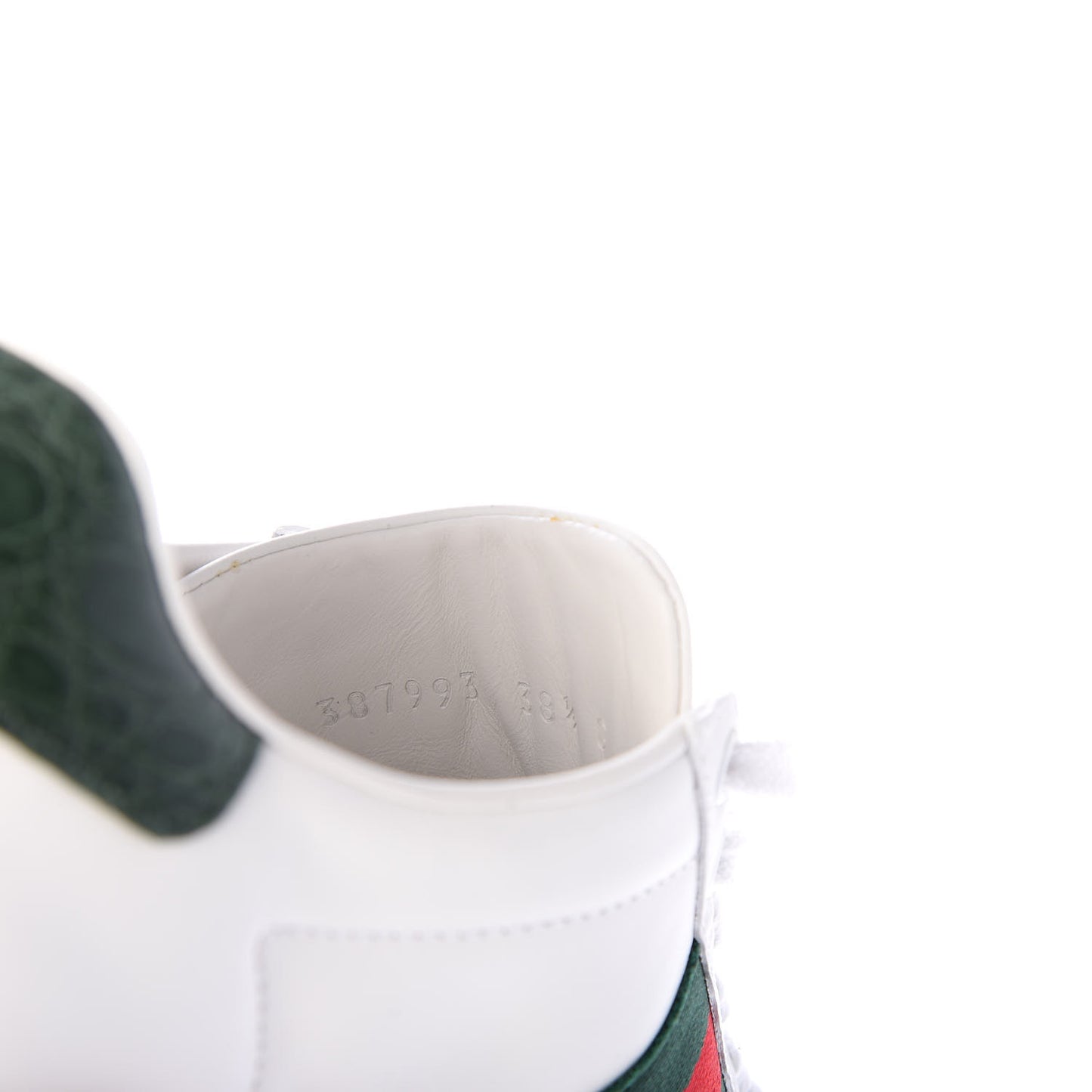 Calfskin Crocodile Web Ace Sneakers 38.5 White Green