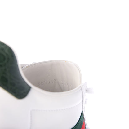 Gucci Calfskin Crocodile Web Ace Sneakers 38.5 White Green 9 of 9