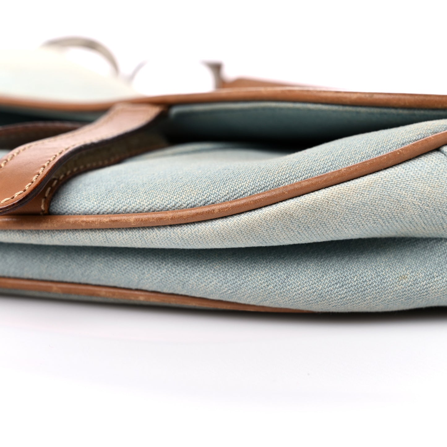 Denim Calfskin Saddle Bag Light Blue