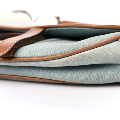 Christian Dior Denim Calfskin Saddle Bag Light Blue 9 of 14
