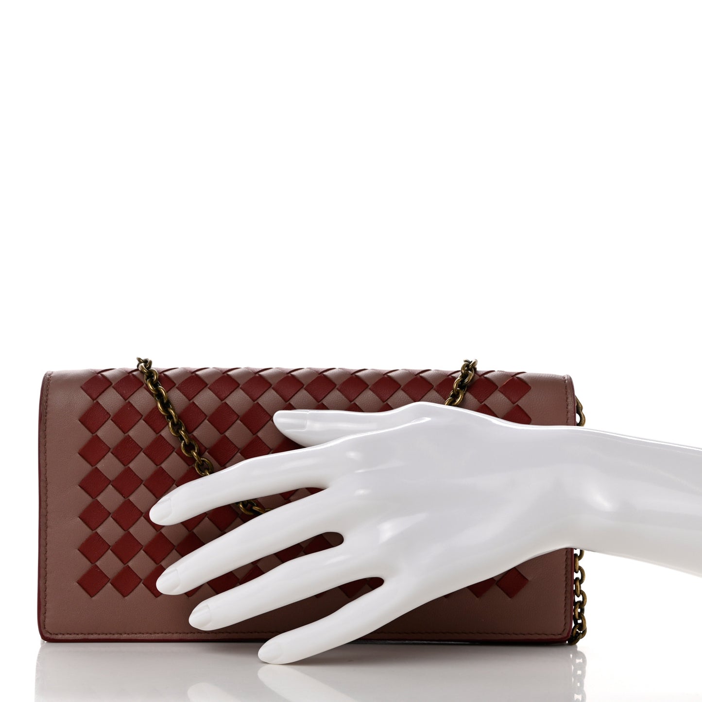 Nappa Intrecciato Continental Wallet on Chain Deco Rose Baccarra Rose