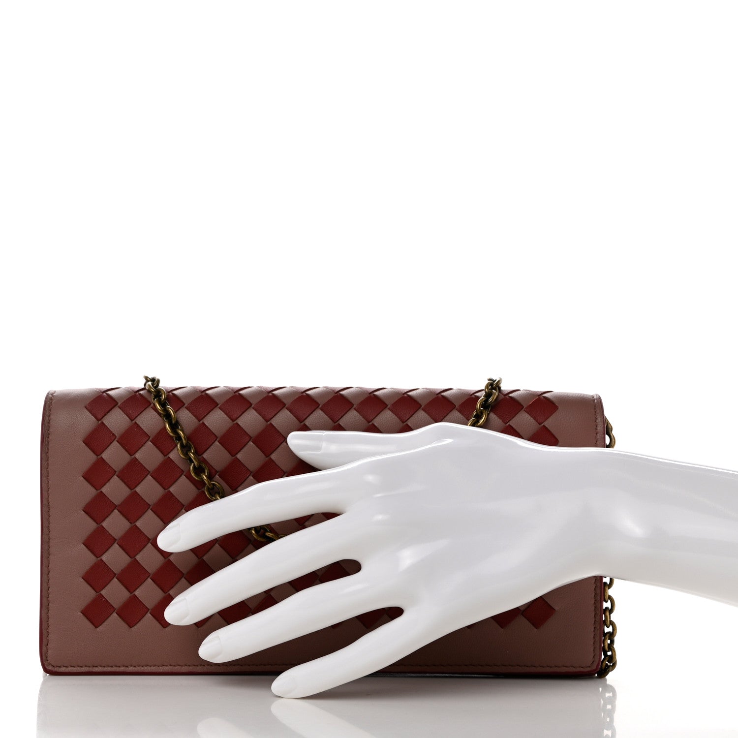 Bottega Veneta Nappa Intrecciato Continental Wallet on Chain Deco Rose Baccarra Rose 2 of 10