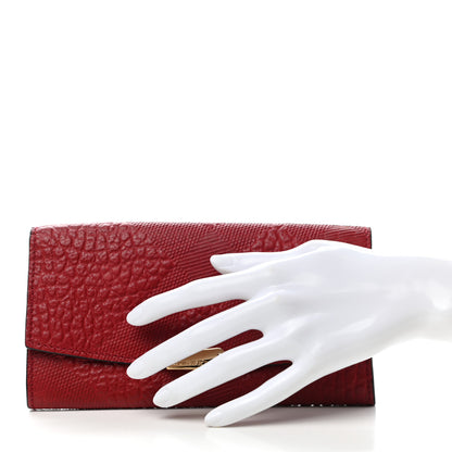 Burberry Signature Grain Calfskin Check Embossed Continental Wallet Military Red 2 of 11