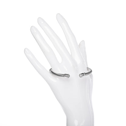 David Yurman Sterling Silver 18K White Gold Diamond 5mm Cable Classics Bracelet 2 of 4
