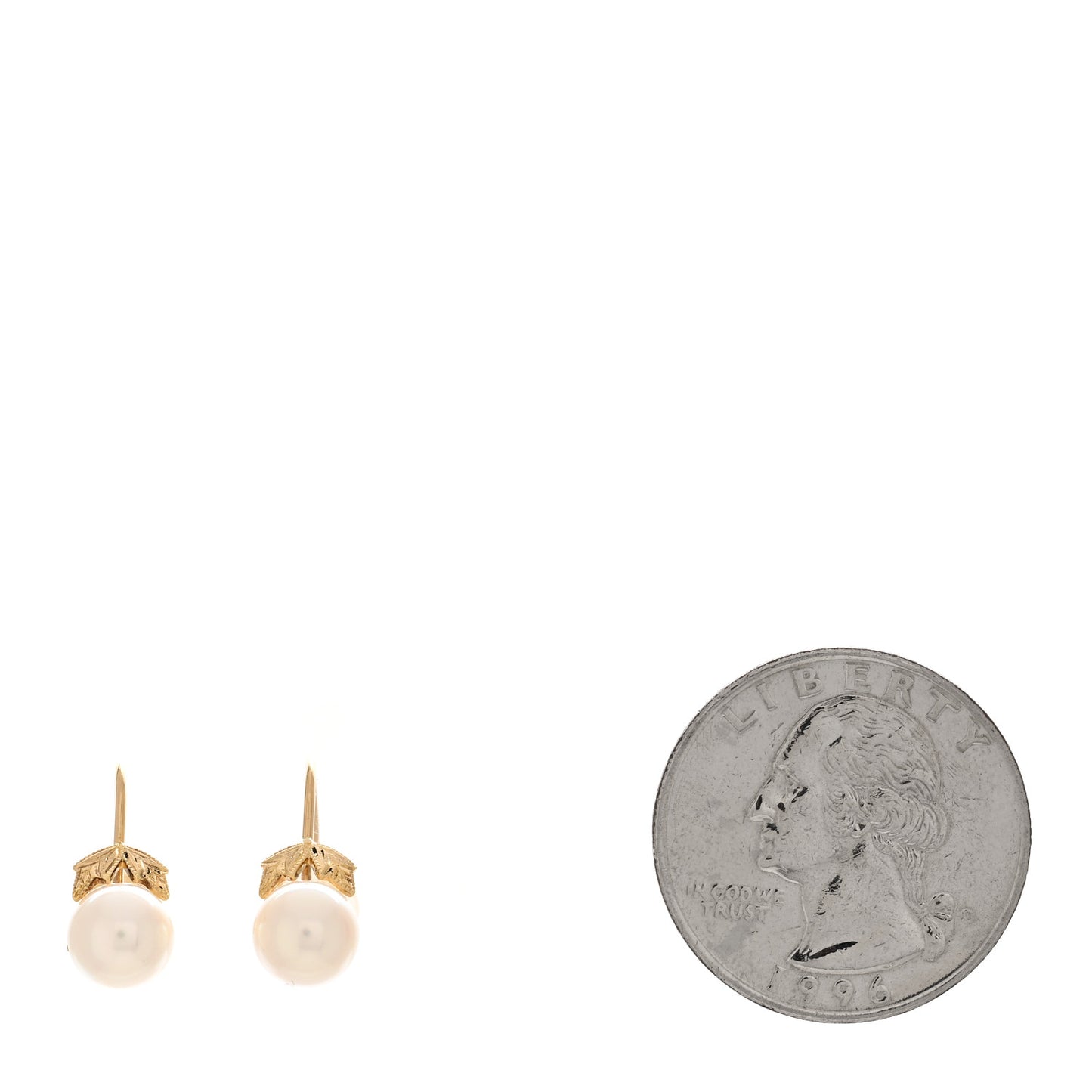 18K Yellow Gold Akoya Cultured Pearl 6.5-7mm Leaf Screw-Back Earrings