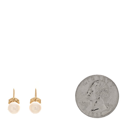 Mikimoto 18K Yellow Gold Akoya Cultured Pearl 6.5-7mm Leaf Screw-Back Earrings 2 of 4