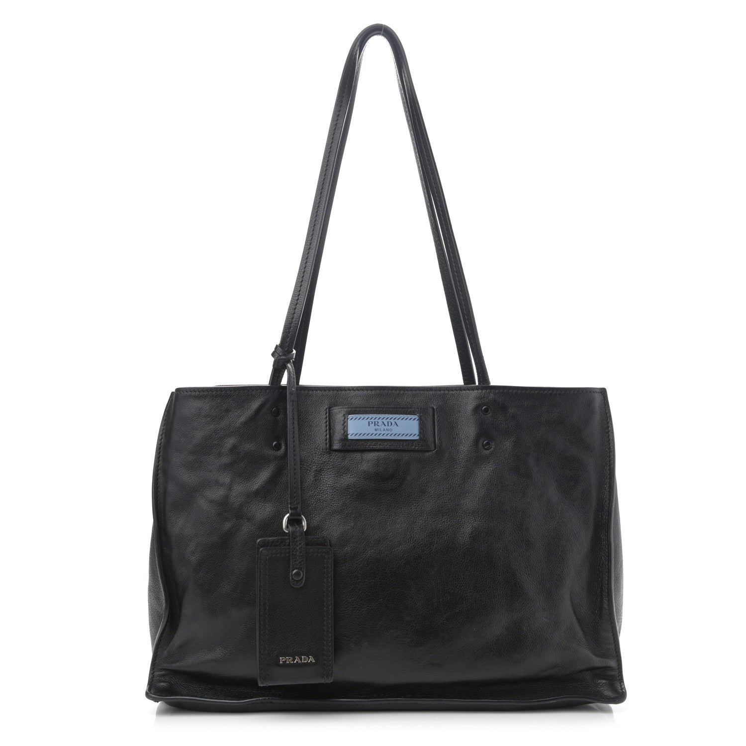 Prada Glace Calfskin Etiquette Shopping Bag Black Astrale 1 of 12