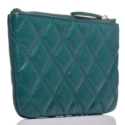 Chanel Caviar Quilted Small Cosmetic Case Dark Turquoise 3 of 8