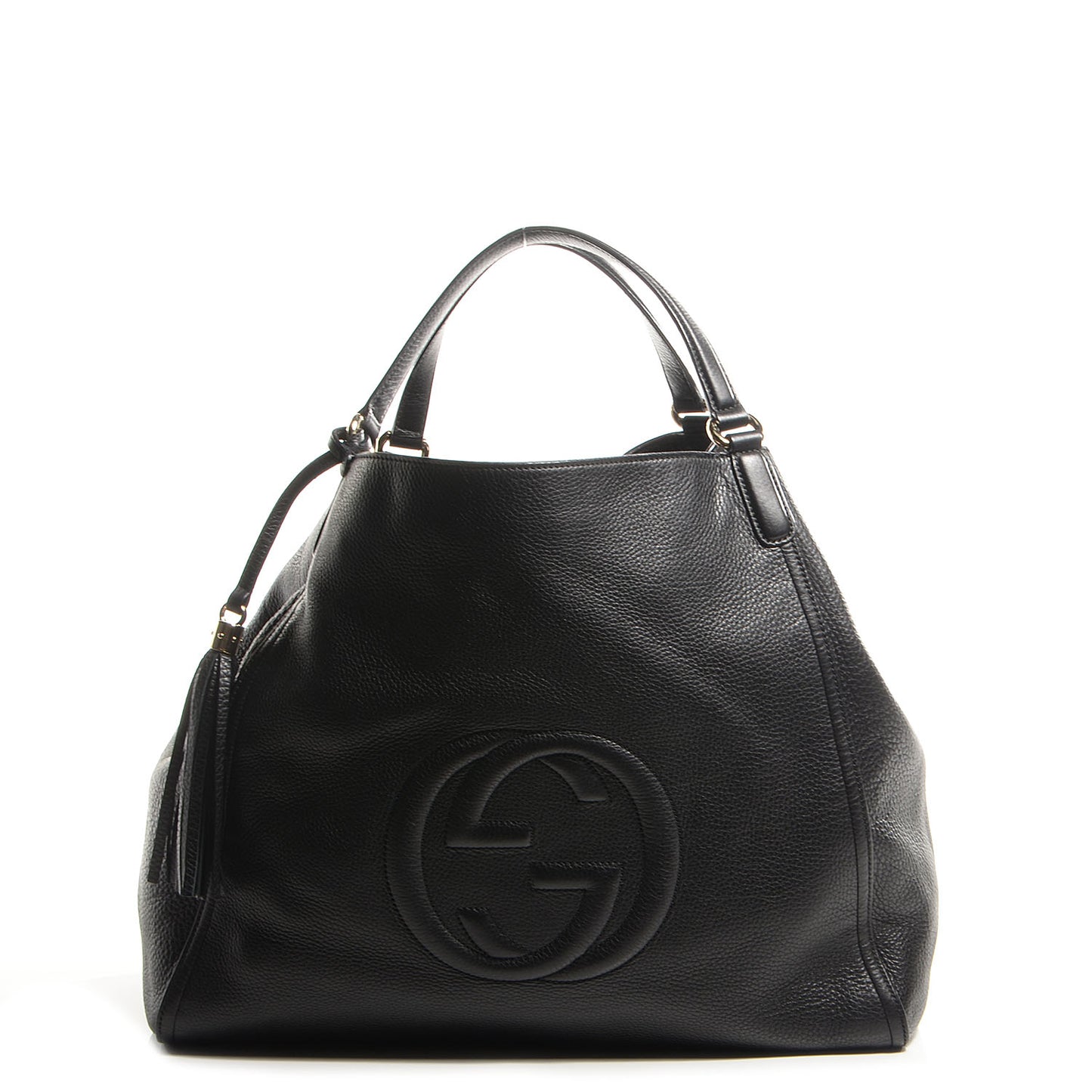 Pebbled Calfskin Large Soho Shoulder Bag Black