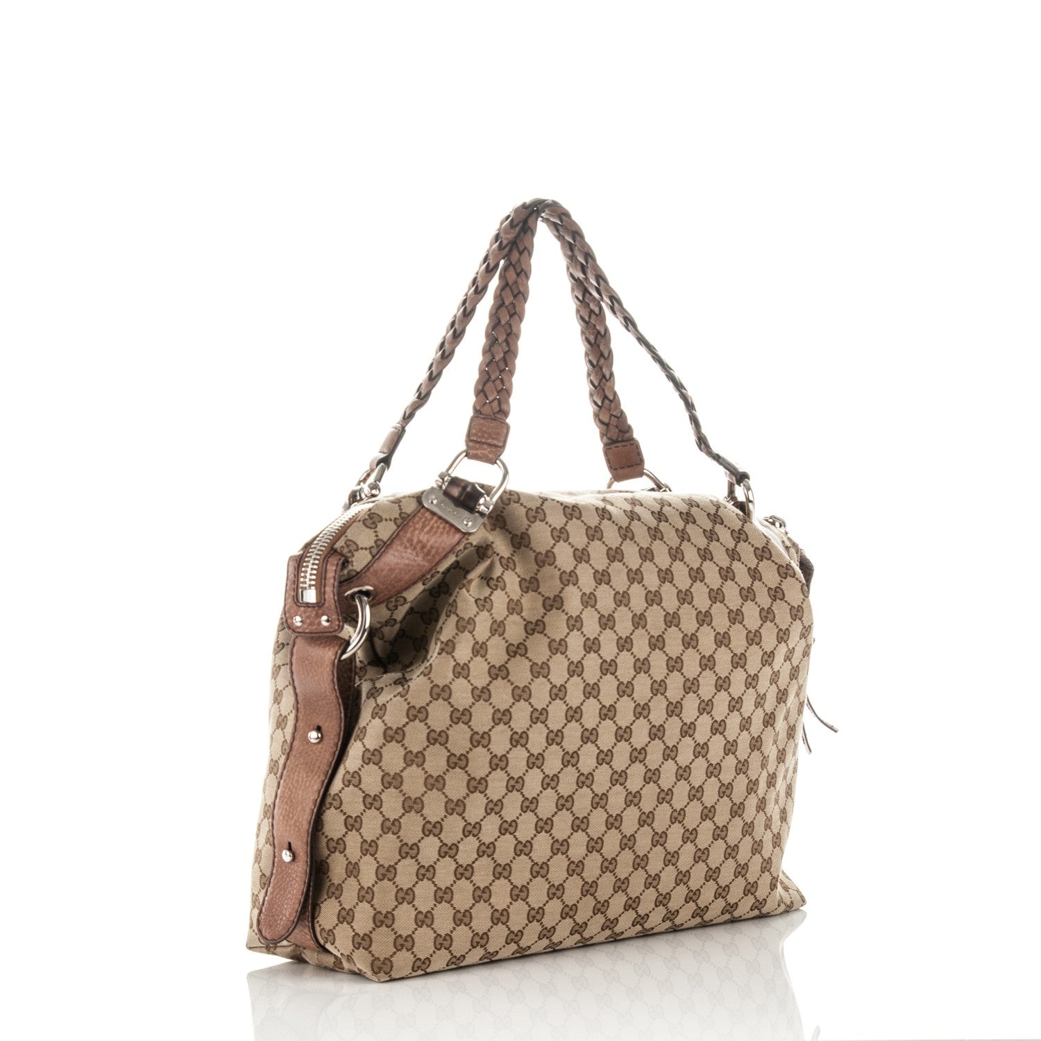 Gucci Monogram Large Bamboo Bar Tassel Shoulder Bag Brown 3 of 7
