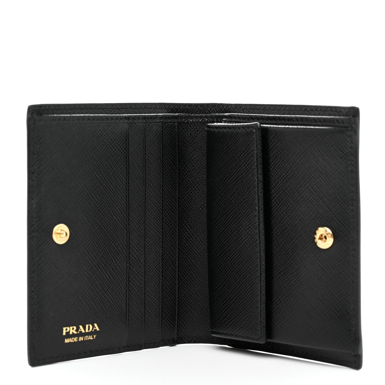 Prada Saffiano Lipstick Print Bi-Fold Wallet Black 5 of 7