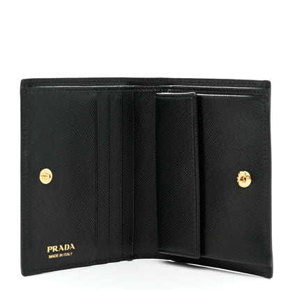 Prada Saffiano Lipstick Print Bi-Fold Wallet Black 5 of 7