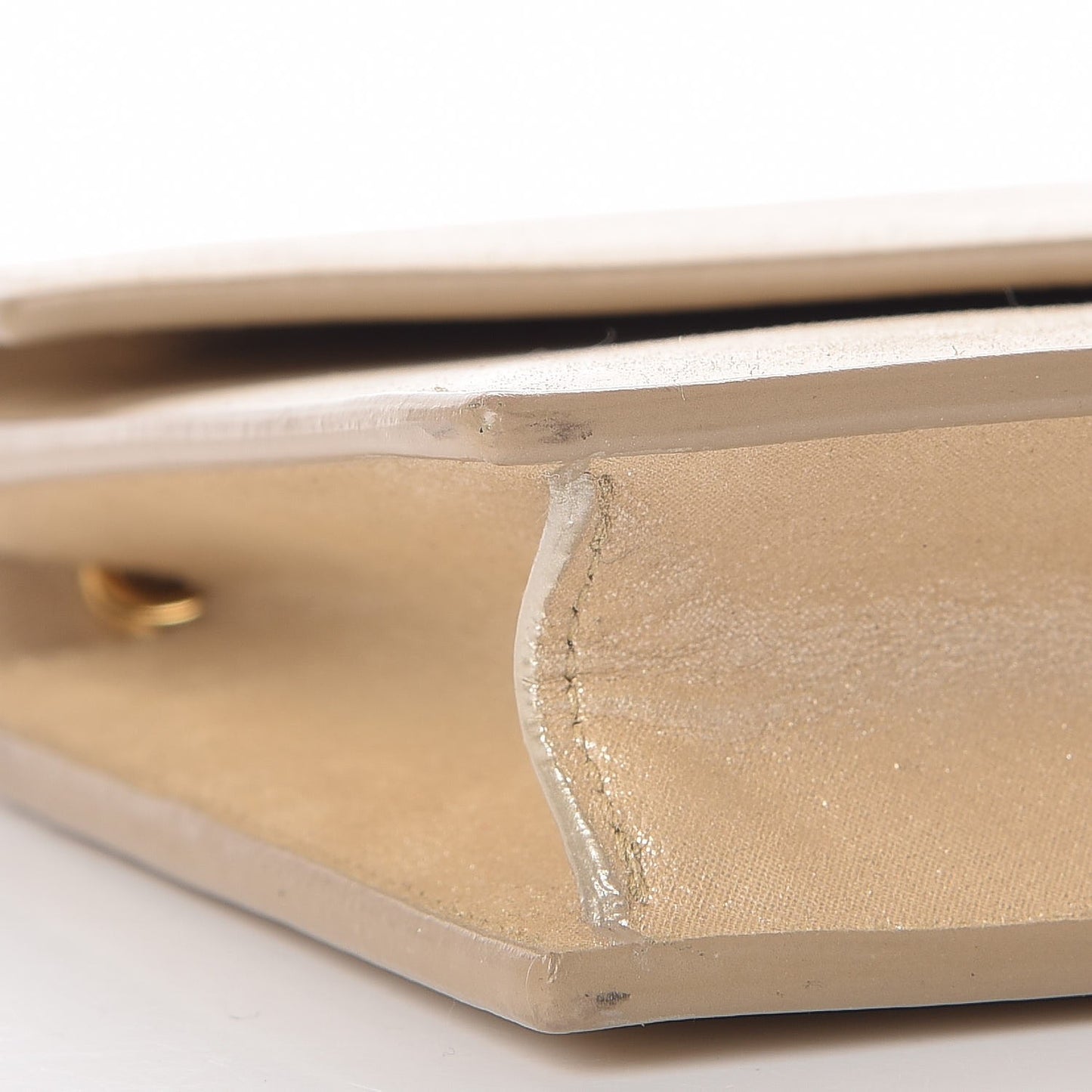 Metallic Fabric Monogram Envelope Chain Wallet Champagne