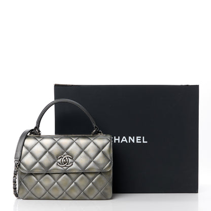 Chanel Metallic Faded Calfskin Quilted Small Trendy CC Dual Handle Flap Bag Silver Gold 15 of 15