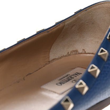 Valentino Garavani Pebbled Calfskin Rockstud Ballerina Flats 41 Baltique 7 of 7