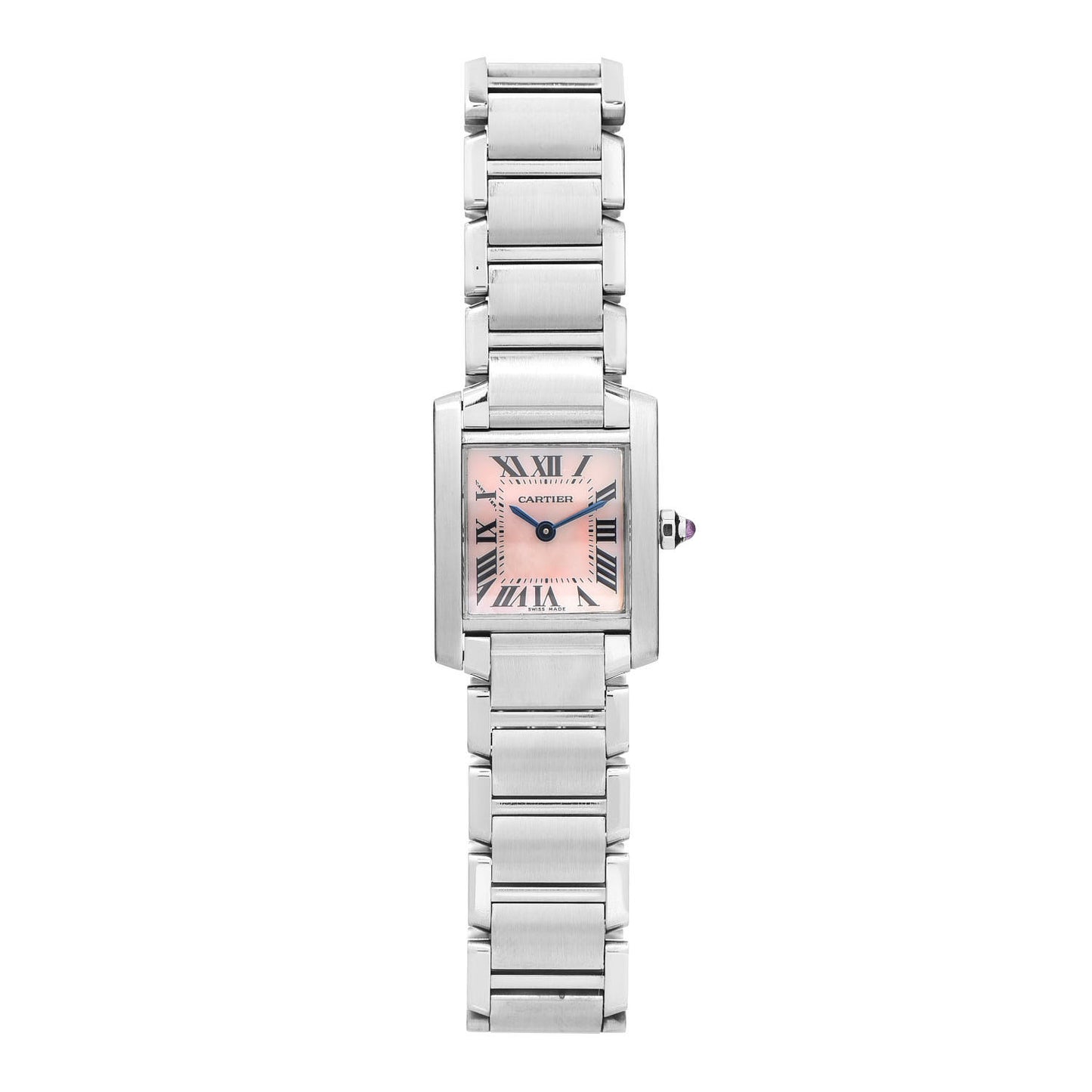 Stainless Steel Pink Mother of Pearl 20mm Tank Francaise Quartz Watch