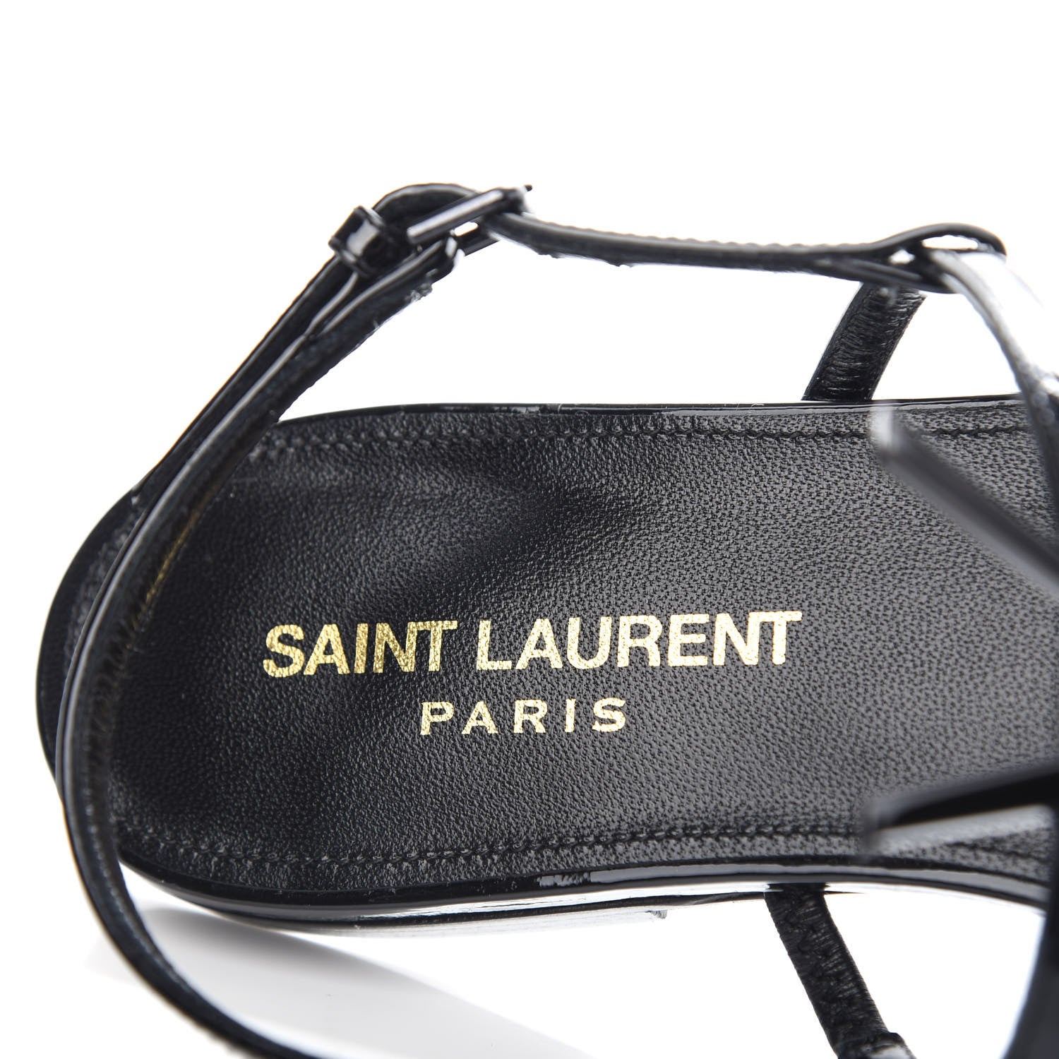 Saint Laurent Patent Calfskin Cassandra Monogram Sandals 37.5 Black 8 of 10