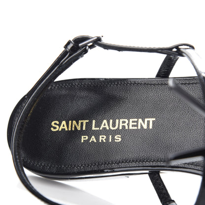 Saint Laurent Patent Calfskin Cassandra Monogram Sandals 37.5 Black 8 of 10