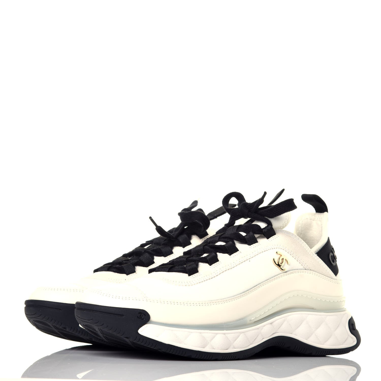 Chanel Velvet Calfskin Mixed Fibers CC Sneakers 40 Ivory 3 of 9