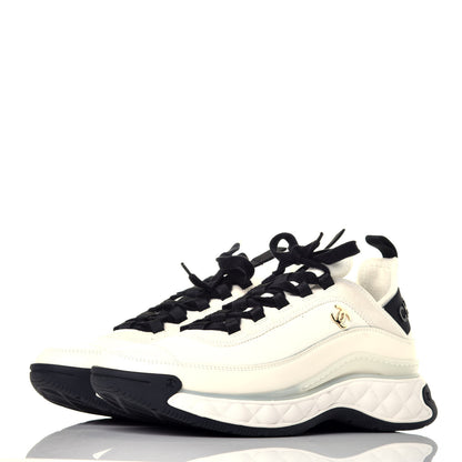 Chanel Velvet Calfskin Mixed Fibers CC Sneakers 40 Ivory 3 of 9