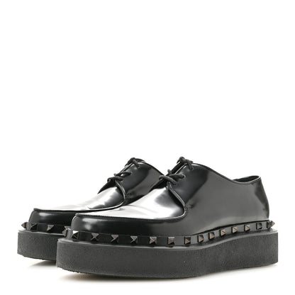 Valentino Garavani Calfskin Rockstud Womens M-Way Derby Loafers 39.5 Black 4 of 10