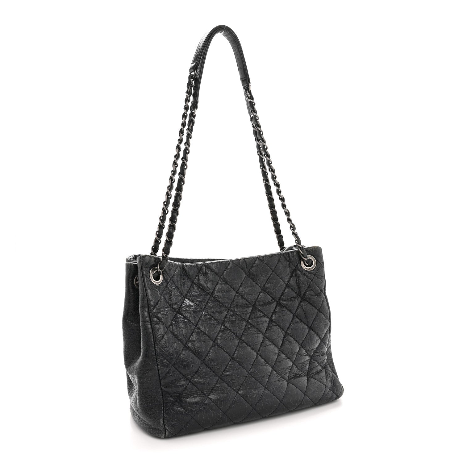 Chanel Glazed Calfskin Quilted Tote Navy 4 of 15