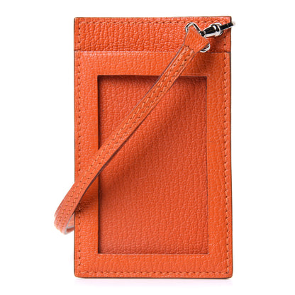Hermes Chevre Mysore Heidi Badge Holder Orange 1 of 8