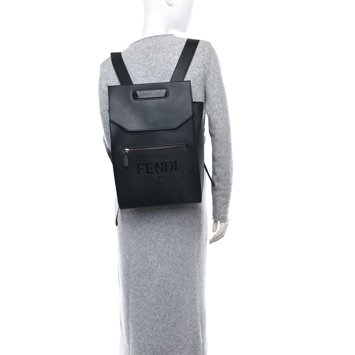 Vitello Grace Light Logo Fendi Pack Backpack Black