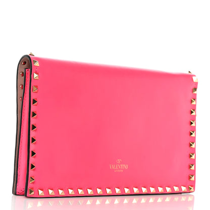 Valentino Garavani Nappa Rockstud Wristlet Clutch Fuxia Fluo 3 of 19