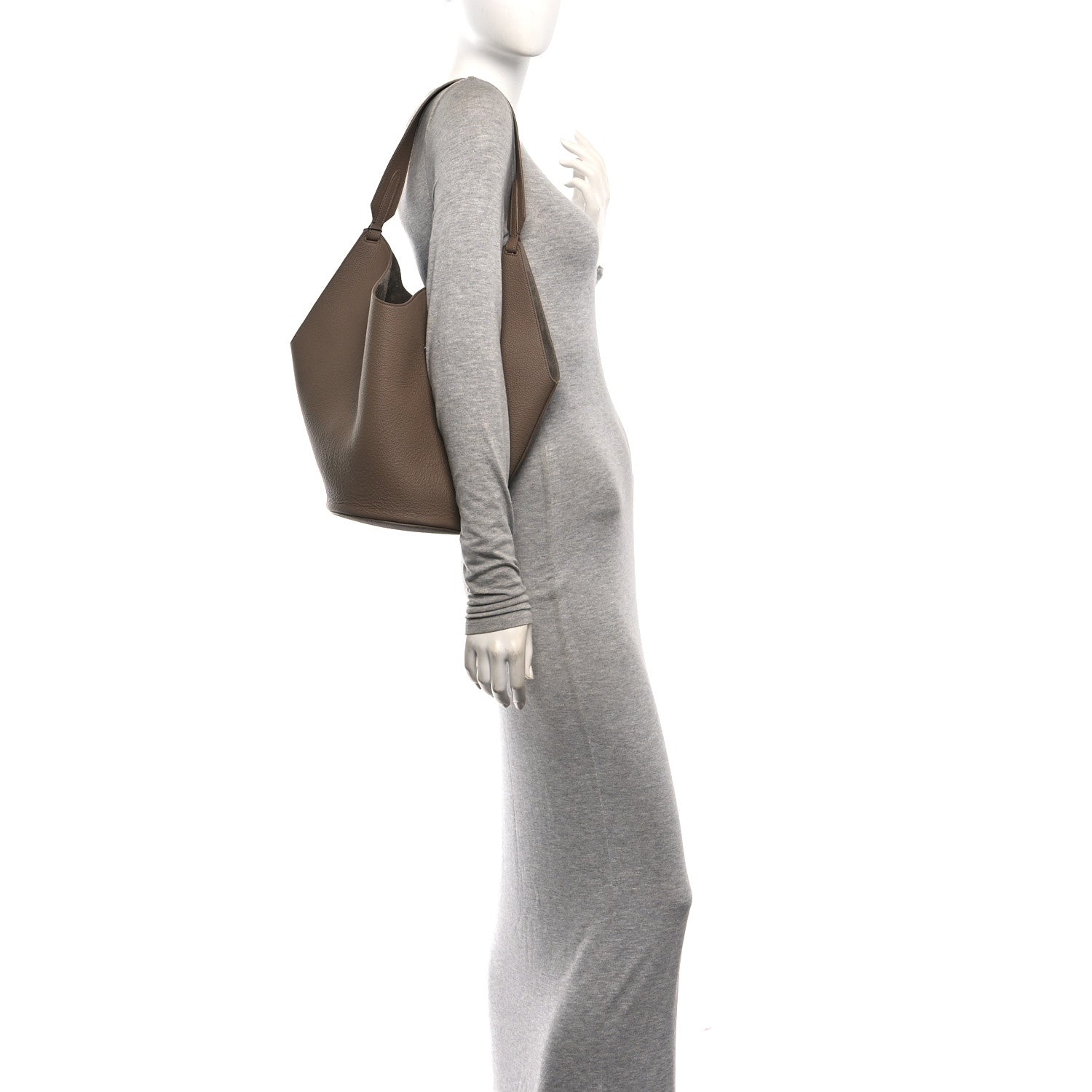 Khaite Pebbled Sport Calfskin Medium Lotus Tote Mokka 2 of 9