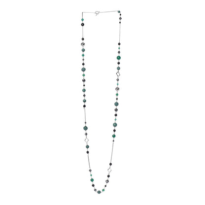 David Yurman Sterling Silver Black Onyx Green Hematite Elements Chain Necklace 3 of 5