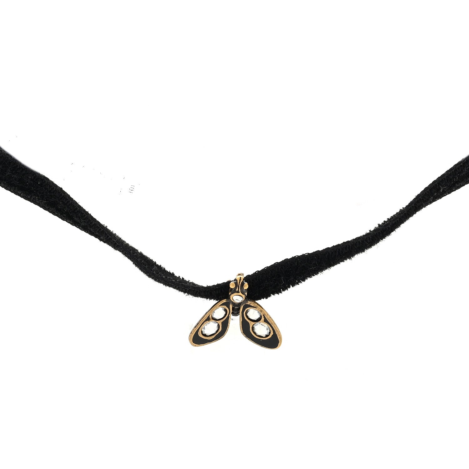 Christian Dior Velvet Ribbon Butterfly Choker Necklace Black 1 of 3