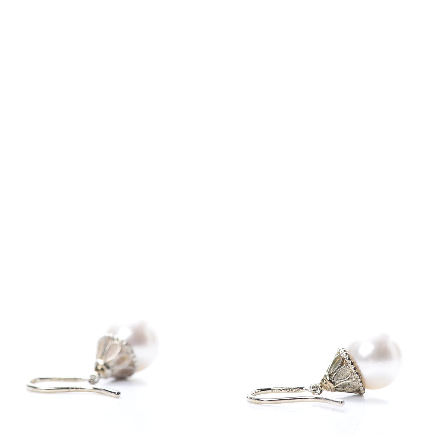 Tiffany Sterling Silver Pearl Ziegfeld Earrings 3 of 6