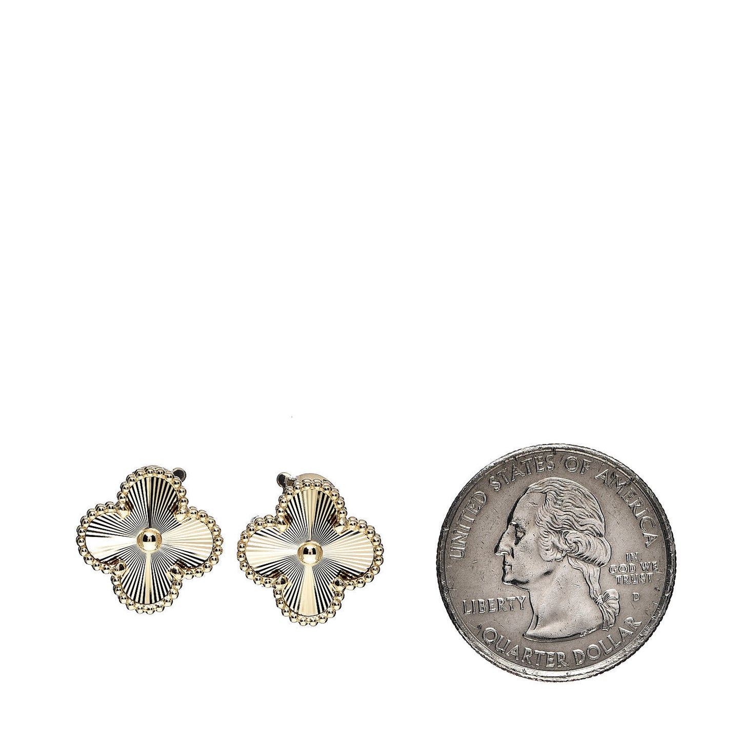 18K Yellow Gold Guilloche Vintage Alhambra Earrings