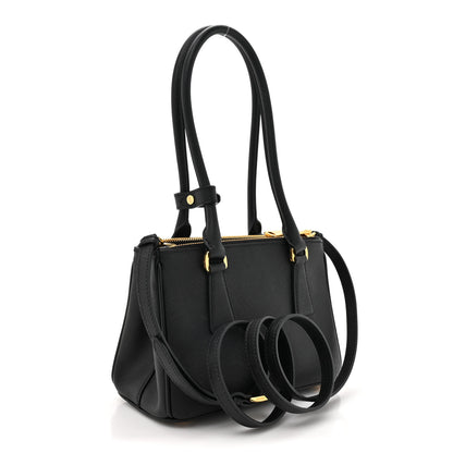 Prada Saffiano Lux Mini Galleria Double Zip Shoulder Tote Black 3 of 12