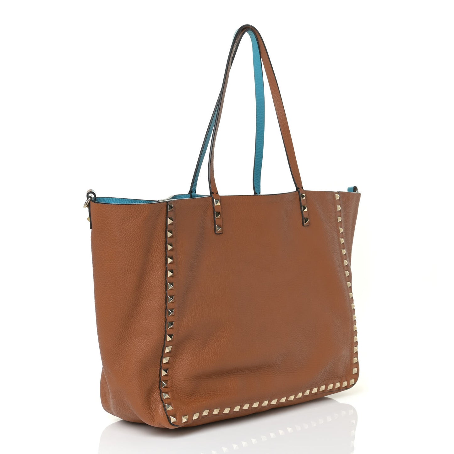 Grained Calfskin Medium Rockstud Reversible Tote Parrot Light Cuir