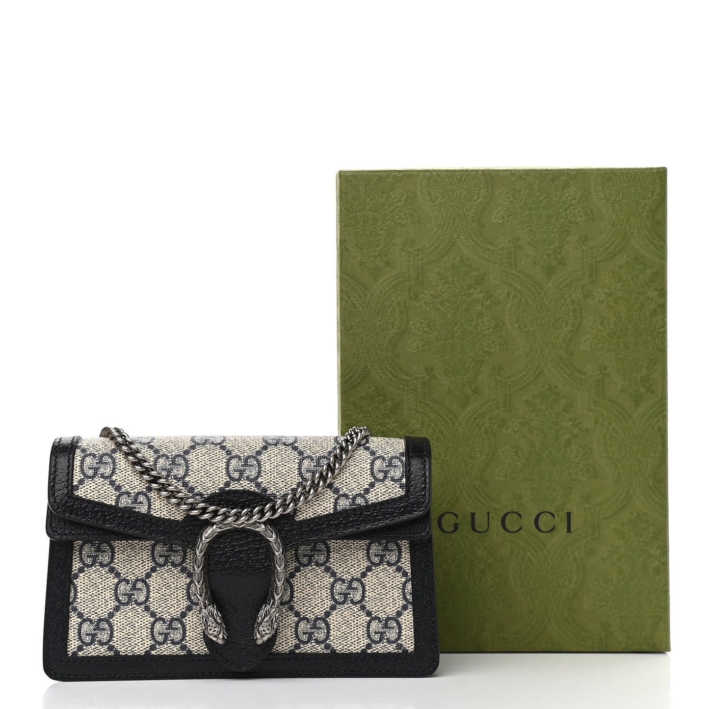 GG Supreme Monogram Textured Dollar Calfskin Super Mini Dionysus Shoulder Bag Beige Blue