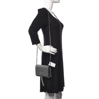 Saint Laurent Metallic Calfskin Classic Monogram Kate Tassel Chain Wallet Black Argento 1 of 9
