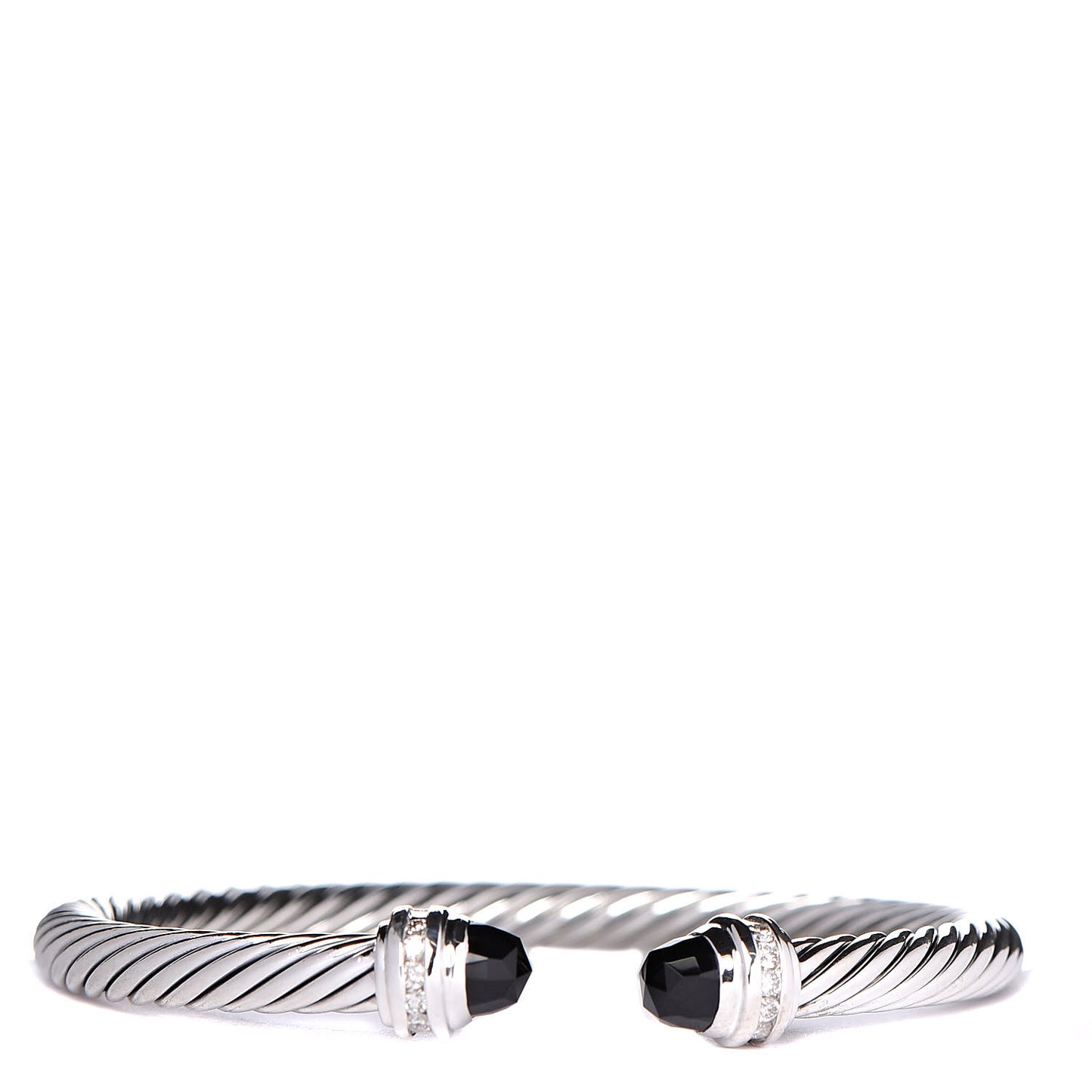Sterling Silver Diamond Black Onyx 5mm Cable Classics Princess Bracelet