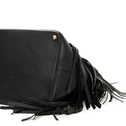 Prada Cervo Deerskin Fringe Tote Black 9 of 17