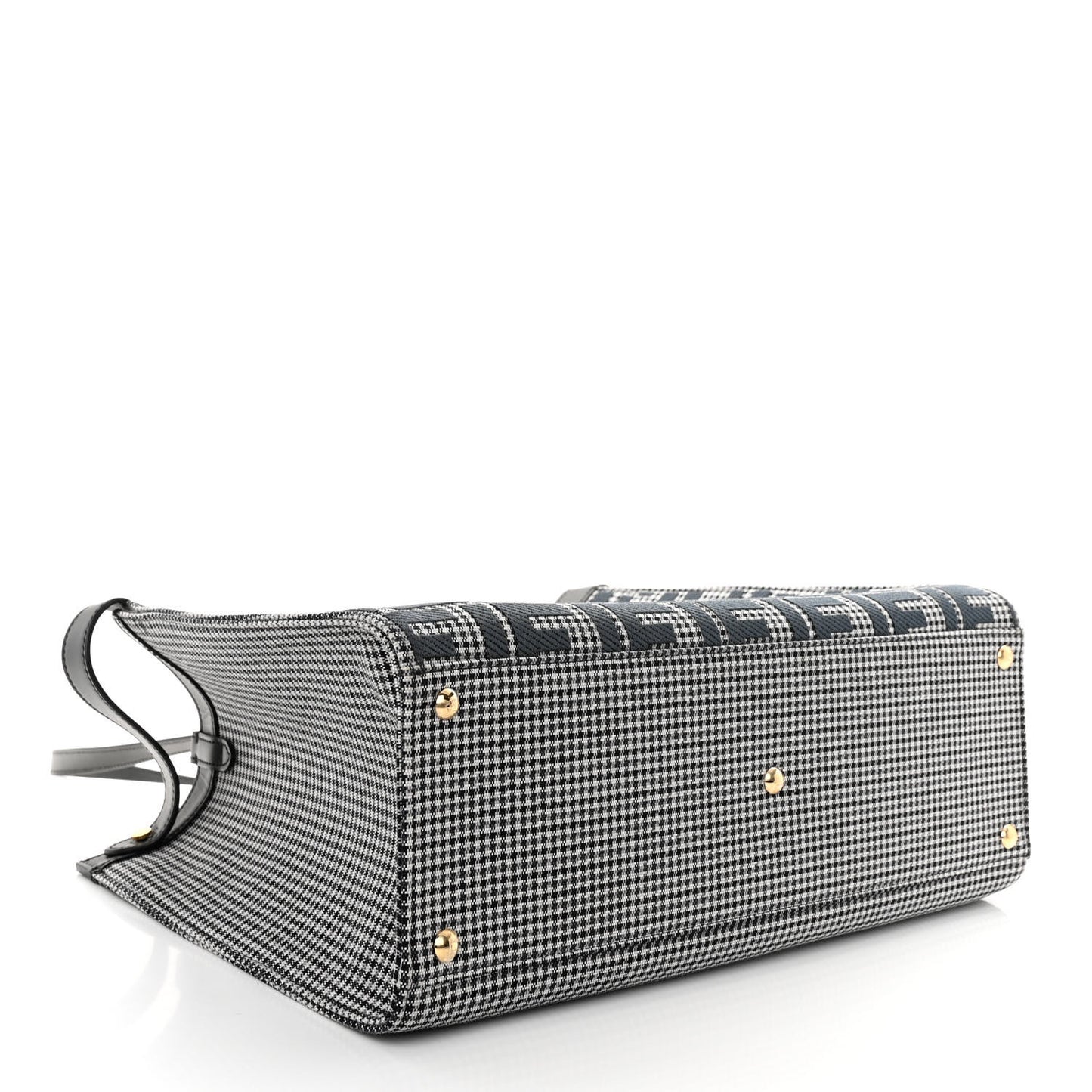 Wool Vitello King Houndstooth FF Embroidered Medium Peekaboo X-Tote Grigio Anthracite