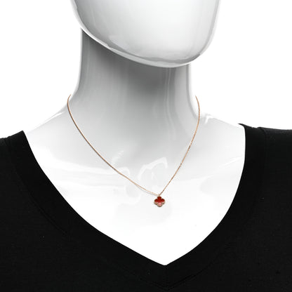 Van Cleef & Arpels 18K Rose Gold Carnelian Sweet Alhambra Pendant Necklace 2 of 6